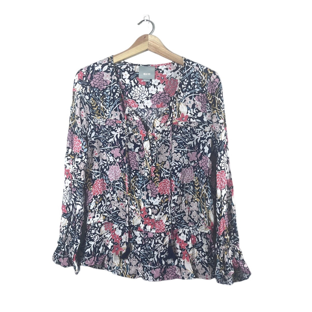 Pink Floral Maeve Long Sleeve Blouse M